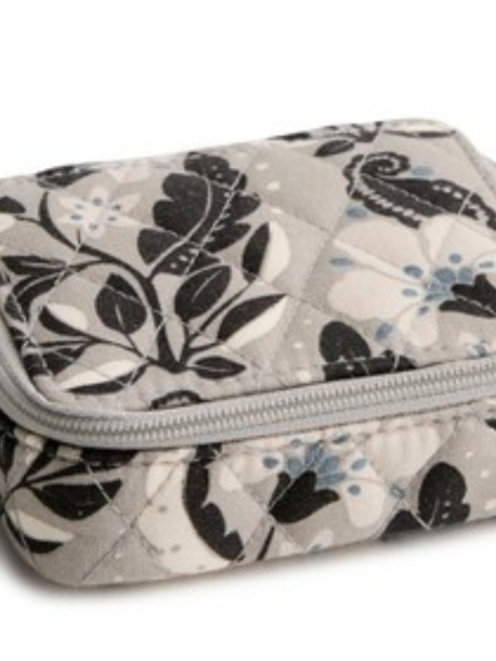 🎄Vera Bradley Quilted Stamped Iriss Floral Grey Women's Zip Pill Case